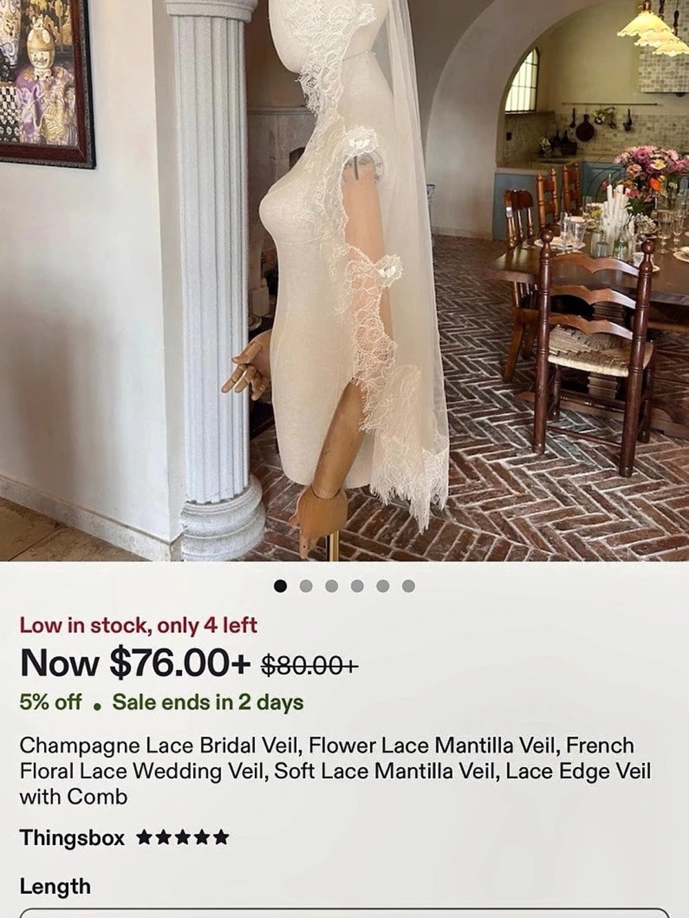 Lace Mantilla Veil Bridal Hair Accessory White